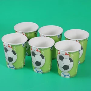 6 Stück 9 FL oz Einwegpapier Kaltes Getränk Tassen Fussball Water Cup Party - Bild 1 von 11