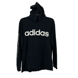 Adidas Kids Long Sleeve Logo Cotton Hoodie Tshirt Black Casual Unisex Size XL - Picture 1 of 6