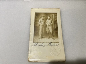 1910s WWI Military RPPC Studio Photo Postcard Two Young Soldiers in Uniform - Picture 1 of 6