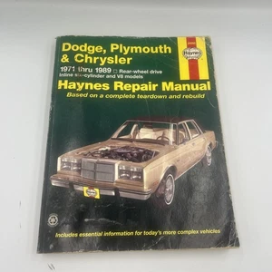 Manual de reparación Haynes 30050 para Dodge Plymouth Chrysler tracción trasera 6 cilindros y V8 1971-1989 - Imagen 1 de 3