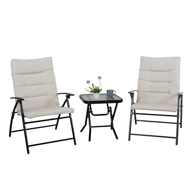 B-Ware SVITA VENTURA Sitzgruppe 3-tlg gepolstert Klappstühle Camping-Möbel Beige - Bild 1 von 4