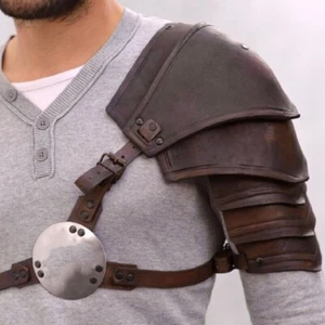 Medieval Viking Single Shoulder Armor Genman Leather Gladiator Knight Pauldrons - Picture 1 of 4