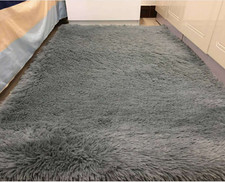 Fluffy Rugs Anti-Skid Shaggy Area Rug Dining Room Home Bedroom Carpet Floor Mat
