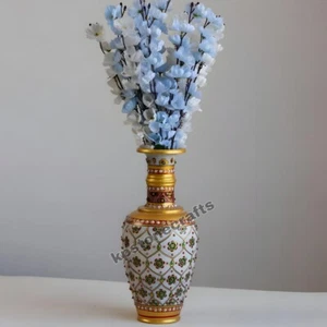Set of 2 Hand-Painted White Marble Flower Vases – Elegant & Timeless - Picture 1 of 5