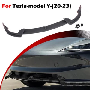 Carbon Fiber Style Front Bumper Lip Spoiler Splitter For Tesla Model Y Accessory - Foto 1 di 13