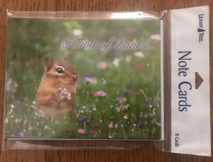 8 Leanin Tree Note Cards A NOTE OF THANKS, CHIPMUNK IN FLOWER FIELD - Picture 1 of 2