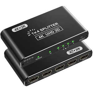 Hdmi Splitter 1 In 4 Out 4k Hdmi Splitters For Dual Monitors Supports 3d Full Hd - Picture 1 of 7