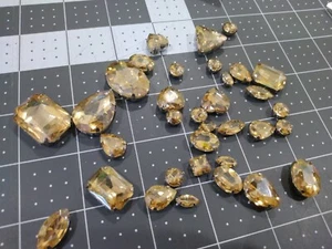 Champagne Colored Rhinestone Gemstones Sew On jewelry arts crafts kids clothes - Picture 1 of 3