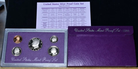 1988-S U.S. Mint Proof Set 5 Coins - Pristine Hand Picked Set Cover