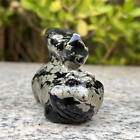 Natural Pyrite  Cat Carved Quartz Crystal Skull Reiki Healing