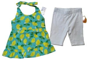 Gymboree Girl Size 6 Mint Lemons Ruffle Halter Top White Bile Shorts New w/Tags - Picture 1 of 7