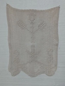 Vintage gehäkelter Kommode Schal cremeweiß rechteckiges Deckchen 19 x 14 - Bild 1 von 7