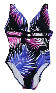 Swim Solutions Blumendruck Plunge Mio schlankmachende Passform Einteiler Badeanzug Neu mit Etikett - Bild 1 von 1
