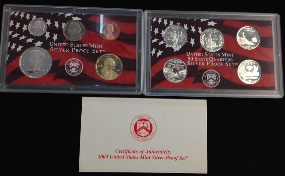 2003-S Complete SILVER Proof Set w Box and COA 1.32 oz Silver - Image 1 of 1