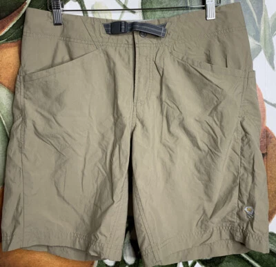 Shorts de caminhada Mountain Hardwear tamanho 10 com cinto acampamento marrom - Imagem 1 de 4