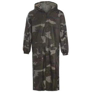 Adults Long Camouflage Waterproof Rain Coat  Camo Cagoul Trench Mac - Picture 1 of 1