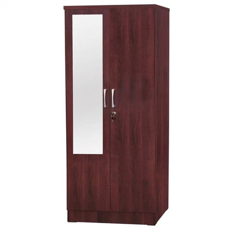 Better Home Products Harmony Two Door Armoire Wardrobe with Mirror in Mahogany Cover