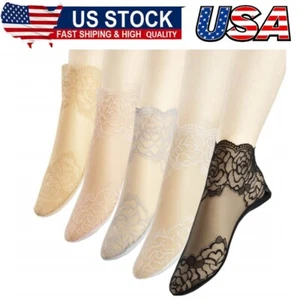 Lace Ankle Socks For Women - 5Pairs ruffle socks women - Fishnet Ankle Women - Picture 1 of 9