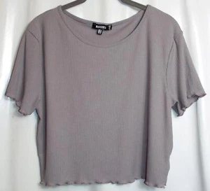 NEW SUPER MISSGUIDED 🌺BEIGE/TAUPE STRETCH CROPPED TOP🌺SIZE 18 # 1240 +DW* - Picture 1 of 2