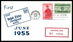 1955 Certified Mail 15c FDC Sc FA1 with premium FLOK textured cachet (T72 - Picture 1 of 1
