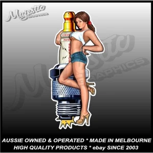 SPARK PLUG - CHAMPION - PIN UP GIRL - 170mm x 80mm - Decal / Sticker - Bild 1 von 1