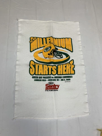 "THE NEW MILLENIUM STARTS HERE" Green Bay Packers SGA towel Jan 2 2000 Cardinals Cover