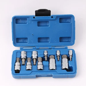 10PC Bit Socket Set XZN 12 Point Triple Square Spline Tamper Proof Bits - Picture 1 of 5