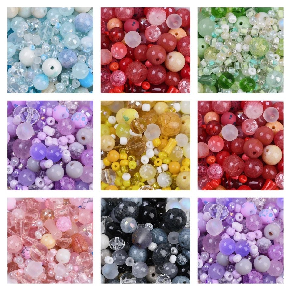 GLASS Spacer Beads MIX 50g ❤ Assorted Lampwork Seed Shapes Jewellery Making Kit❤ - Image 1 of 1