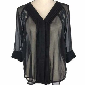 Hive & Honey schwarze transparente Bluse mit Knöpfen XS - Bild 1 von 2