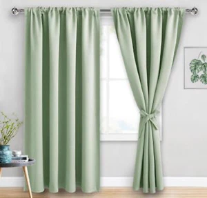 Elegant Green Blackout Curtains with Tiebacks - Picture 1 of 10