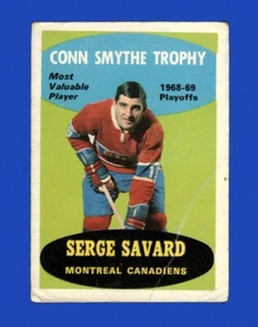 1969-70 O-Pee-Chee Set-Break #210 Serge Savard Trophy LOW GRADE (crease) - Picture 1 of 2