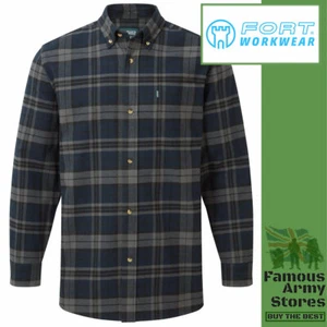 143 Fort Mens Cotton Check Work Shirt Workwear Yarn Dyed Country Casual Tops - Picture 1 of 2