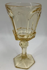 Fostoria Virginia Yellow Amber 6" Wine Goblets Glasses Pedestal Vintage RARE HTF - Picture 1 of 9