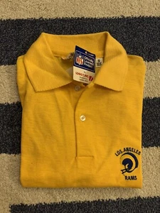 VINTAGE Los Angeles LA Rams 1980s Yellow Polo by Logo 7 Super Bowl NFL RARE NEW - Picture 1 of 4
