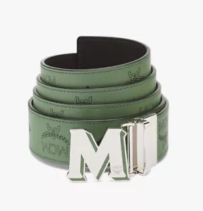 MCM Men green M Logo Buckle Monogram Reversible Leather Belt One Size - Picture 1 of 4