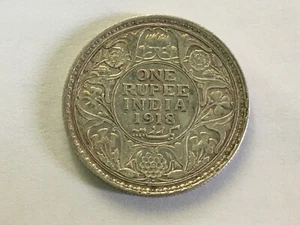 Vintage Old George VI King Emperor One Rupee India 1918 Rare Old Silver Coin - Picture 1 of 4