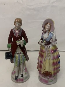 VINTAGE PORCELAIN SET OF 2 FIGURINE HAND PAINTED IN OCCUPIED JAPAN FANCY LADY&GE - Picture 1 of 12