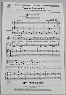 Hosanna Processional by Mark Kellner SAB Children's Choir Handbells Sheet Music - Image 1 of 4