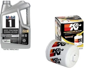 Mobil1 5W30 Full Synthetic Engine Oil - 5 Quarts w/K&N HP-2002 Oil Filter - Picture 1 of 1