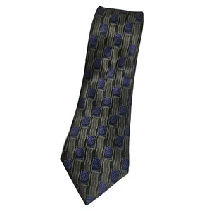 Corbata de seda LANVIN FRANCIA negra azul verde geométrica con:3,7" usada en excelente estado  - Imagen 1 de 3