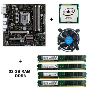 Asus Mainboard Kit Sockel LGA 1150 CPU Prozessor Intel Quad i7 4770 32GB RAM - Bild 1 von 3