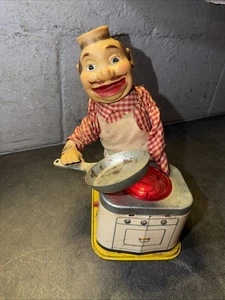 50's Yonezawa Chef Cook Tin Toy Japan Mechanical Battery Operated ~NON WORKING~ - Picture 1 of 18