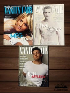 Vanity Fair Magazine Lot (3) 1999 Jim Carrey, Ben Affleck, Meg Ryan Collectible - Picture 1 of 2