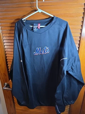 New York Mets Black Majestic Authentic Therma Base Pullover Size 4XLT XXXXLT - Image 1 of 4