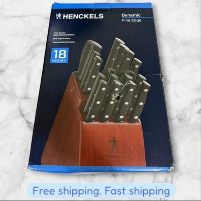 Juego de cuchillos de cocina J.A. Henckels Dynamic Fine Edge Cutlery Wood Block 18-Pc NUEVO Foto 1 de 3