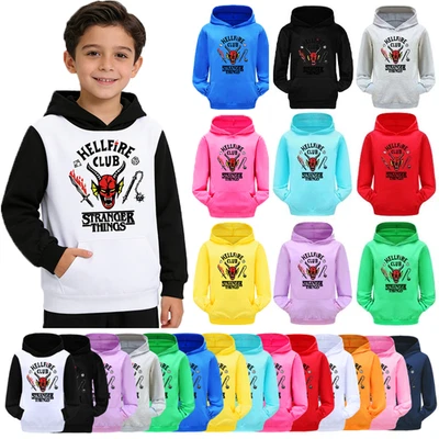 Stranger Things Boys Girls Jumper Sweatshirt Sweatshirt Hoodie Pocketed Pullover - Image 1 of 4