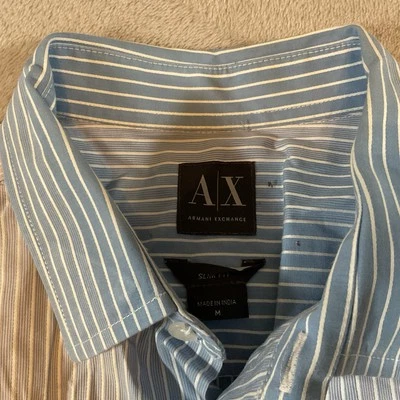 Emporio Armani Multicolor Stripe Slim Button-Down Shirt, Medium, Mens - Image 1 of 4