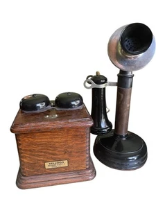 Kellogg Kerzenständer Telefon Kerzenständer Tischtelefon 1908 Patent mit Klingelkasten - Bild 1 von 9