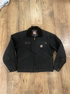VINTAGE Carhartt Jacket Mens M Black Detroit Canvas Blanket Lined J01 J001 USA - Picture 1 of 7