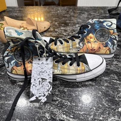 Women's Size 7 - Converse CTAS x DC Comic Wonder Woman High Top Sneakers Shoes - Image 1 of 4
